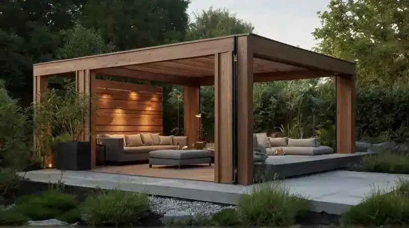 Gazebo Taman Kayu Jati Beton