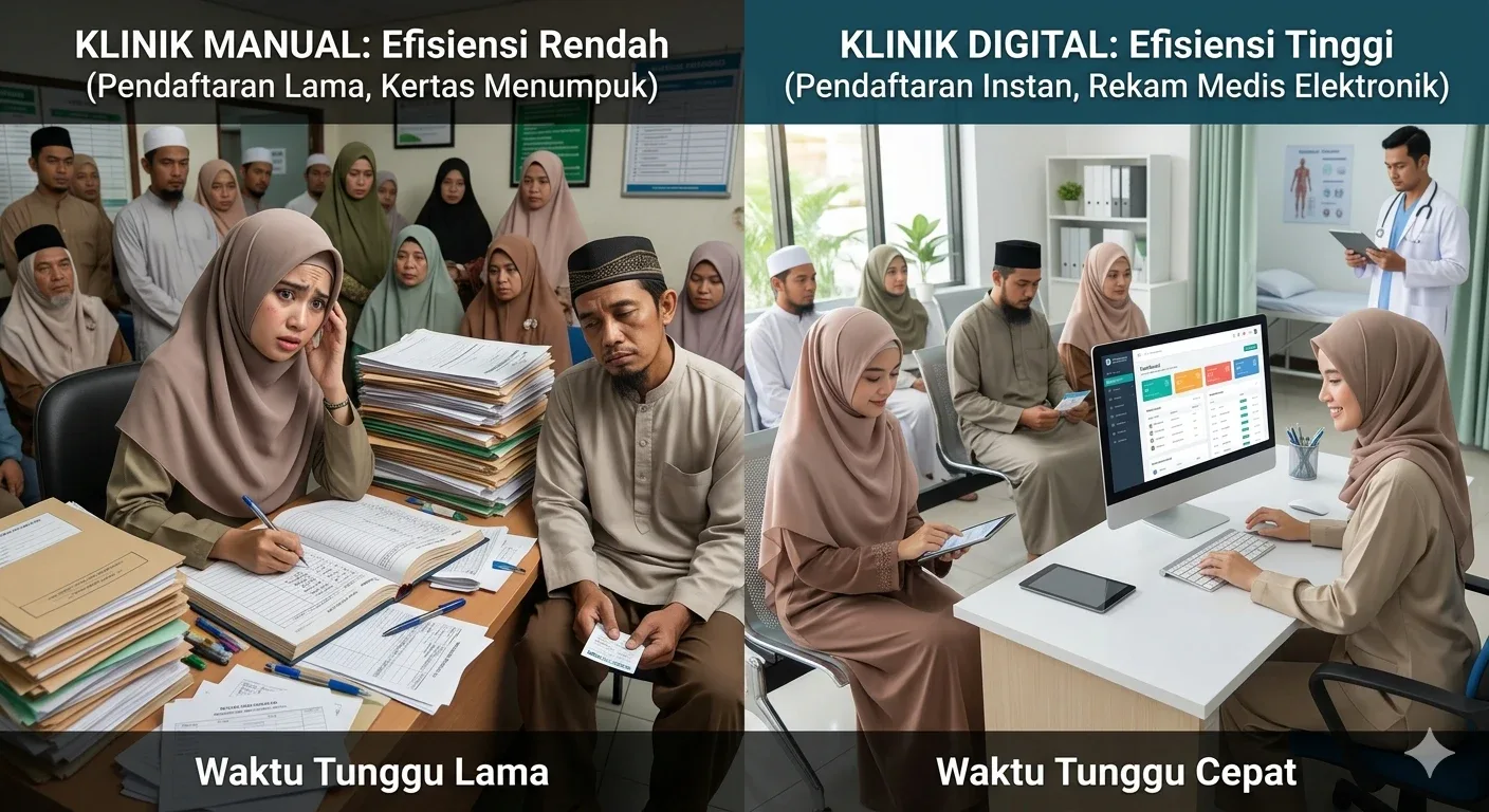 infografis pentingnya software manajemen klinik digital untuk faskes Indonesia