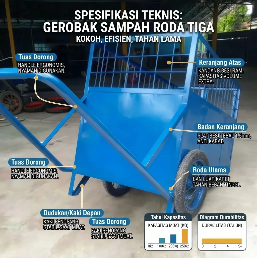 Grafik gerobak sampah besi