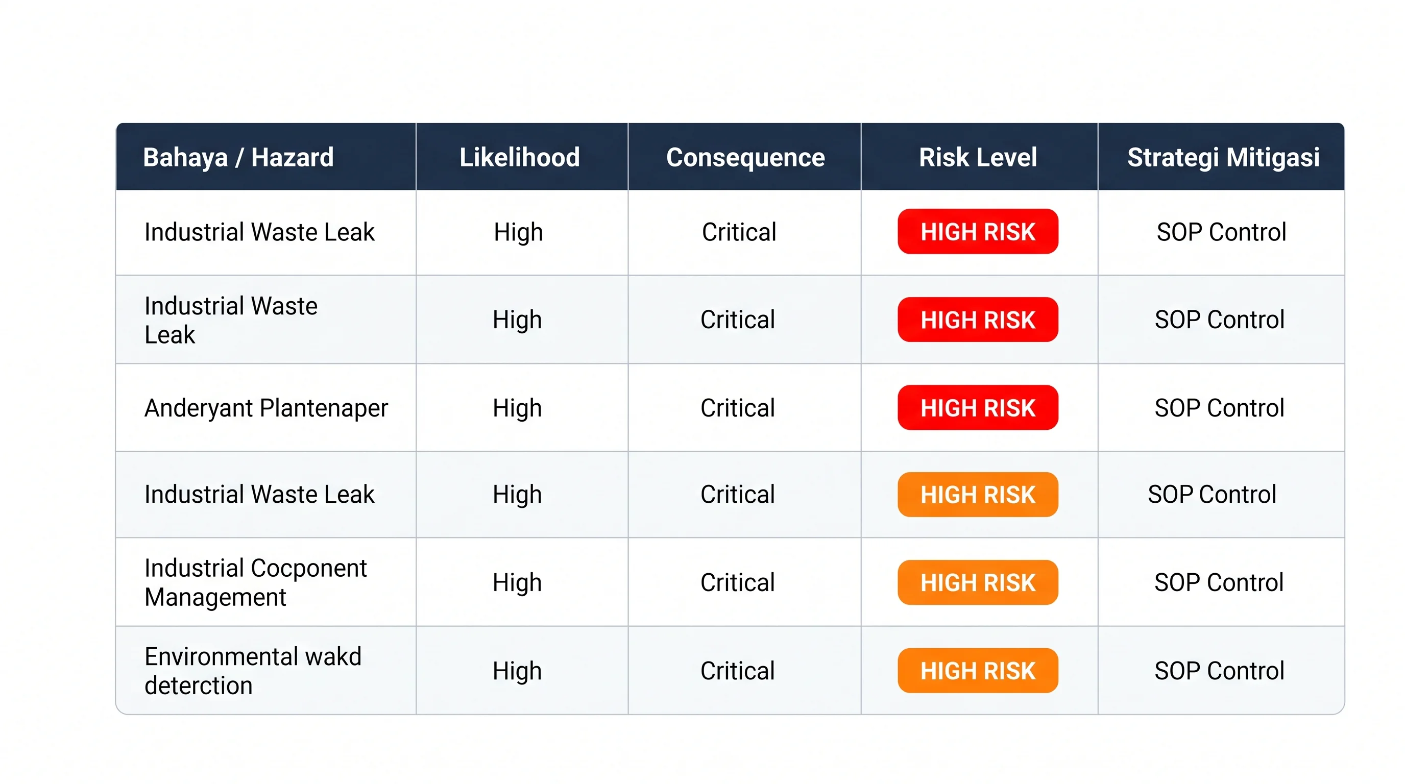 Contoh risk register