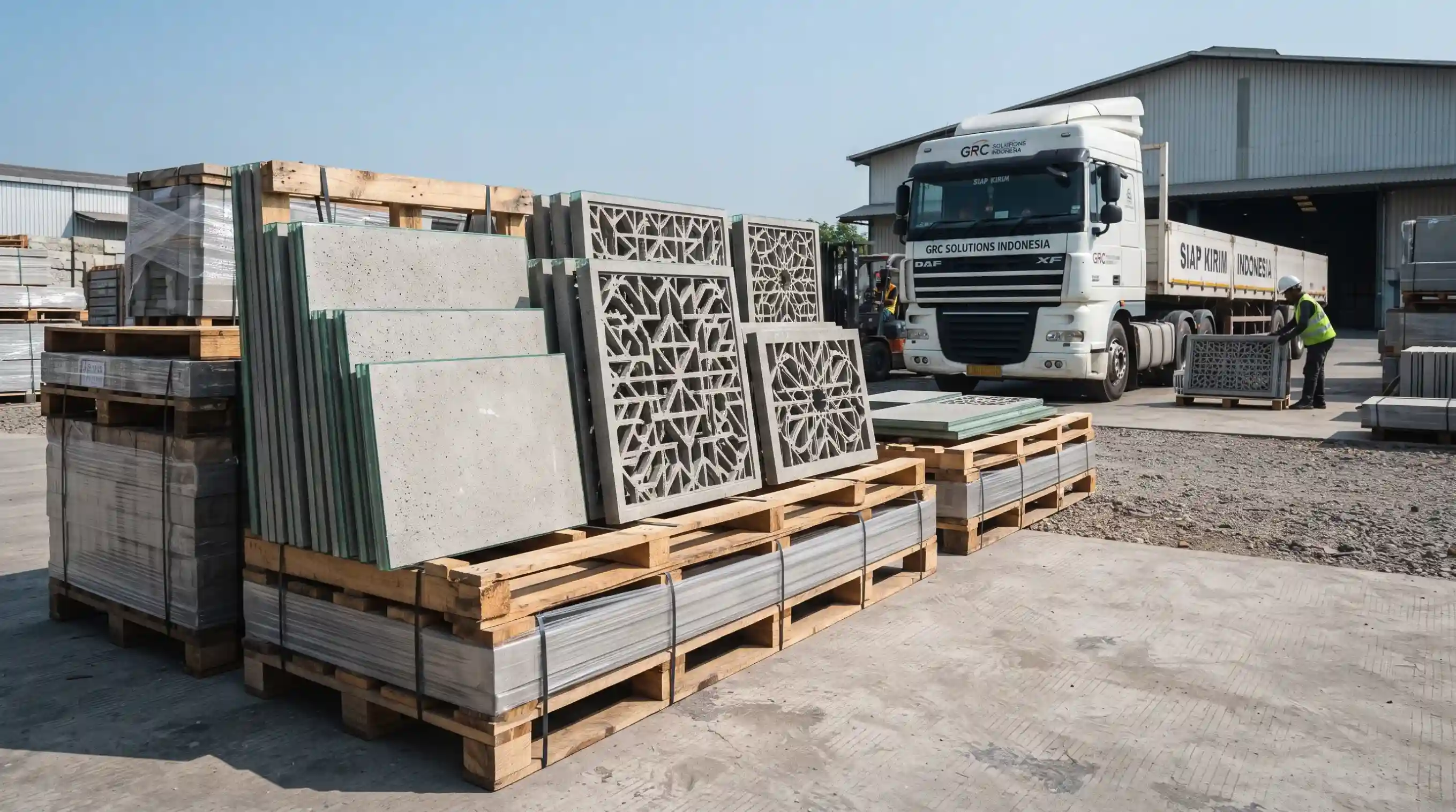 Material GRC siap dikirim ke proyek