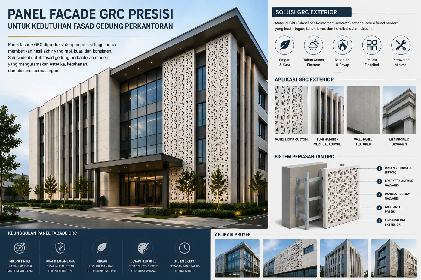 Panel Facade GRC Presisi Perkantoran