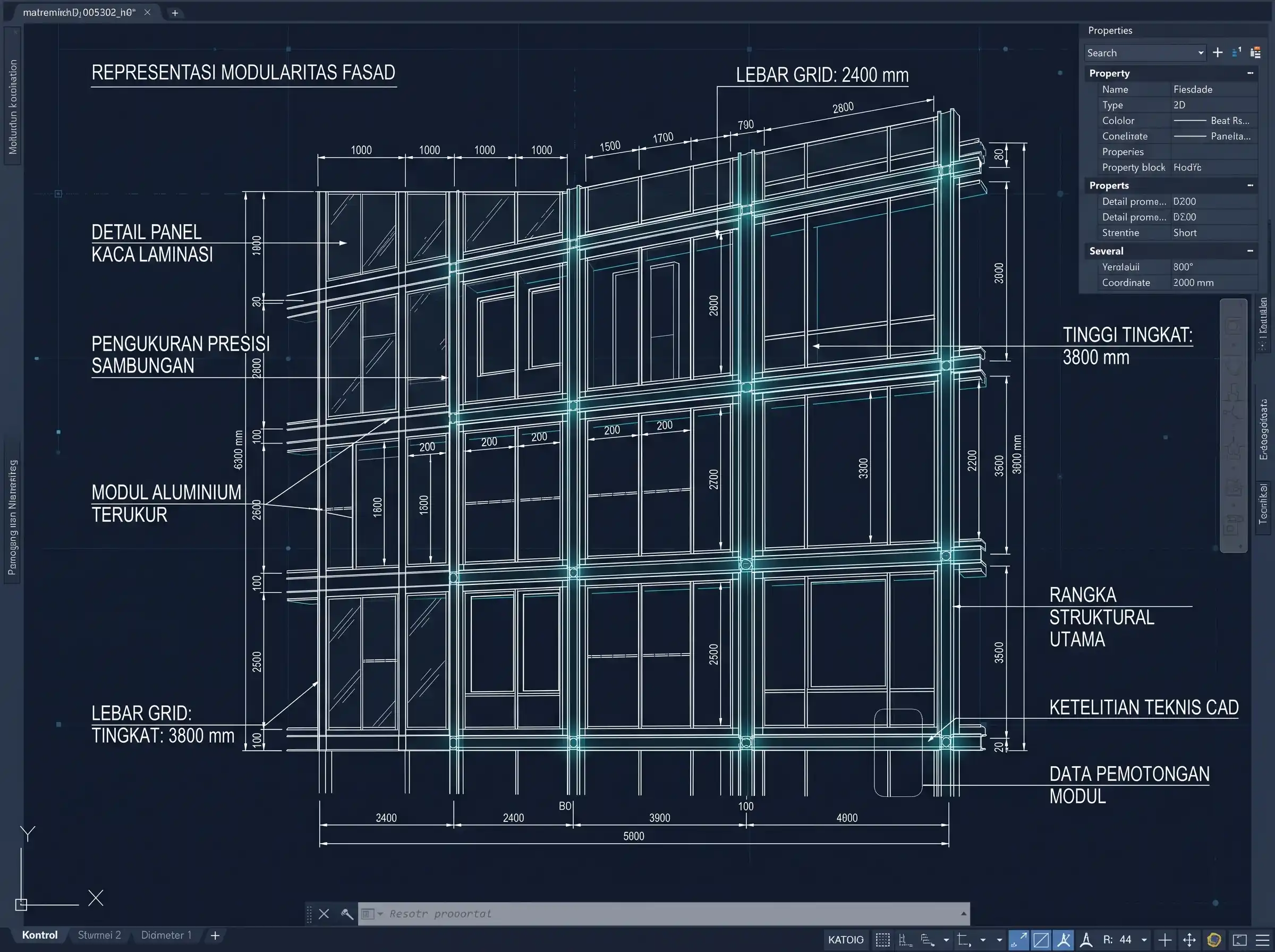 Gambar teknis layout area proyek GRC